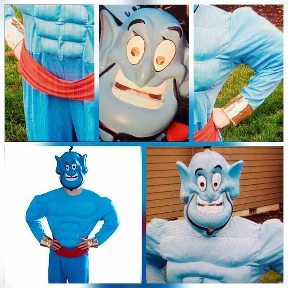 🩵Disney Aladdin Genie Muscle Costume Adult XLarge - Picture 8 of 11